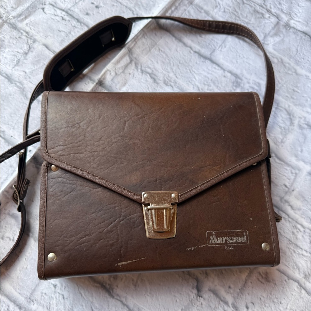 Marsand Camera Bag Faux Leather Hard Sided Case Vintage 70's with inside divider